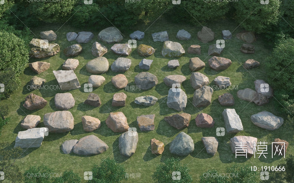 景观石头3D模型下载【ID:1910666】