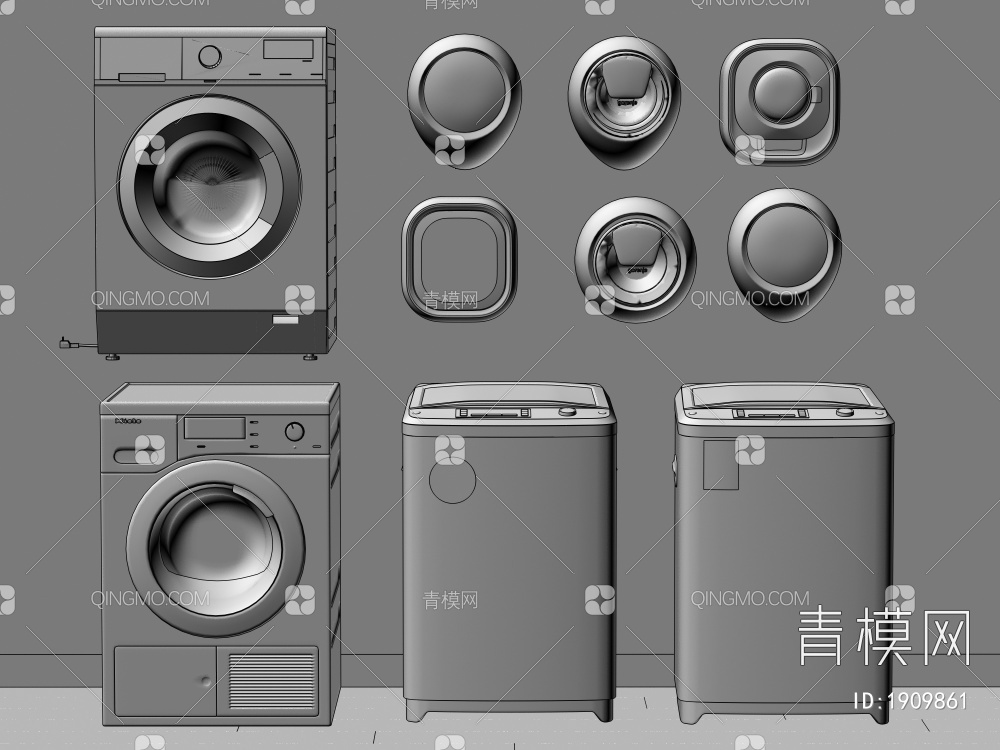 洗衣机 烘干机 滚筒洗衣机 智能洗衣机3D模型下载【ID:1909861】