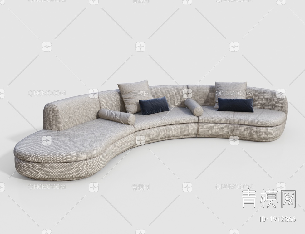 布艺弧形沙发3D模型下载【ID:1912366】