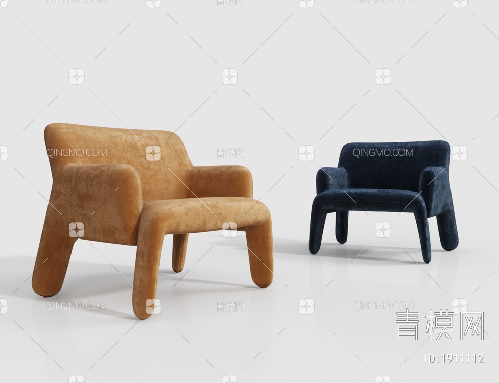 绒布单人休闲椅3D模型下载【ID:1911112】