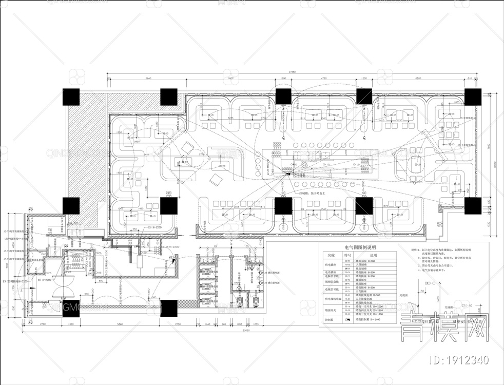 CASH酒吧室内装饰施工图+效果图【ID:1912340】