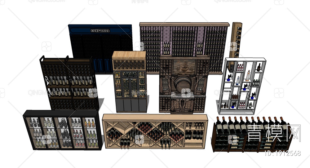 红酒柜 酒架SU模型下载【ID:1912568】