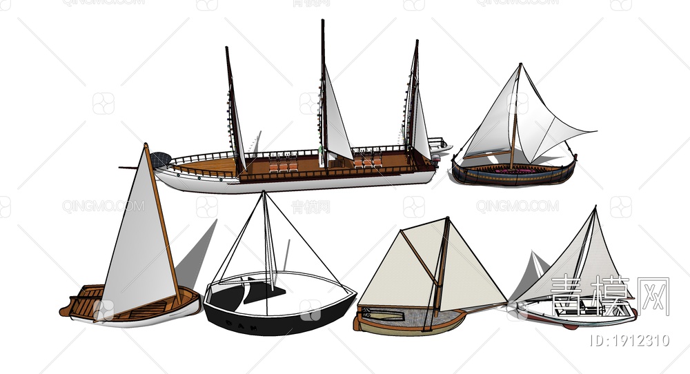 帆船 轮船SU模型下载【ID:1912310】