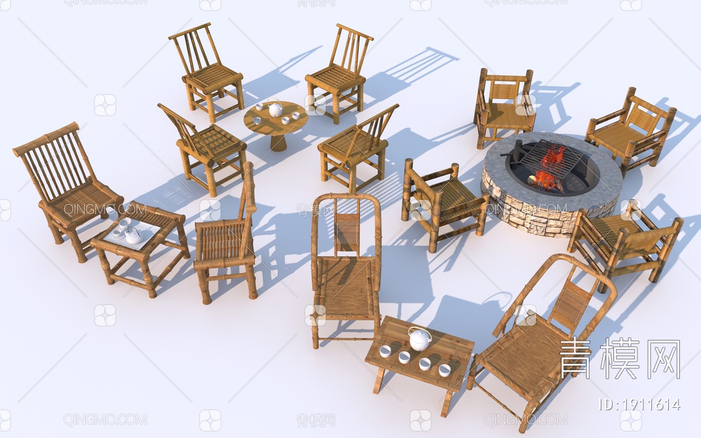 休闲桌椅3D模型下载【ID:1911614】