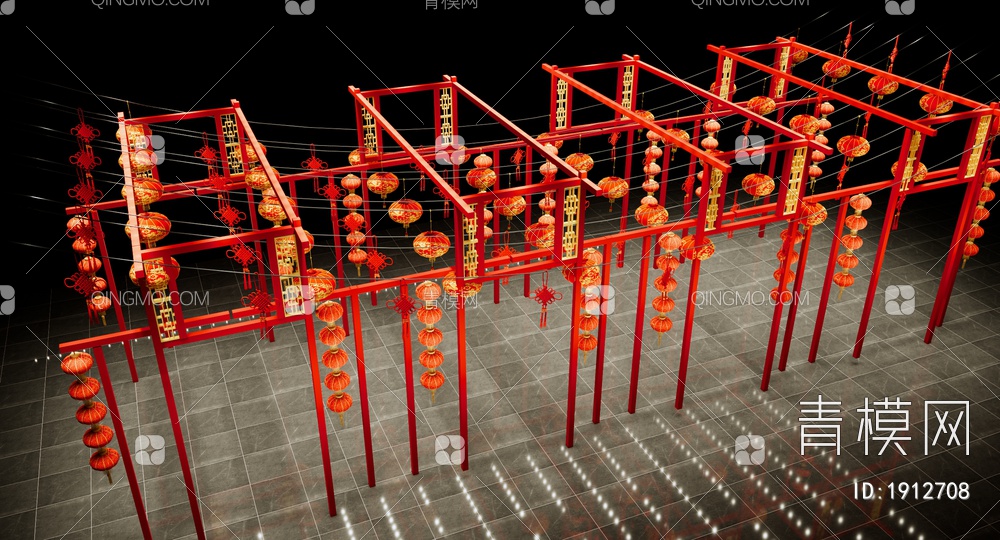 红灯笼SU模型下载【ID:1912708】