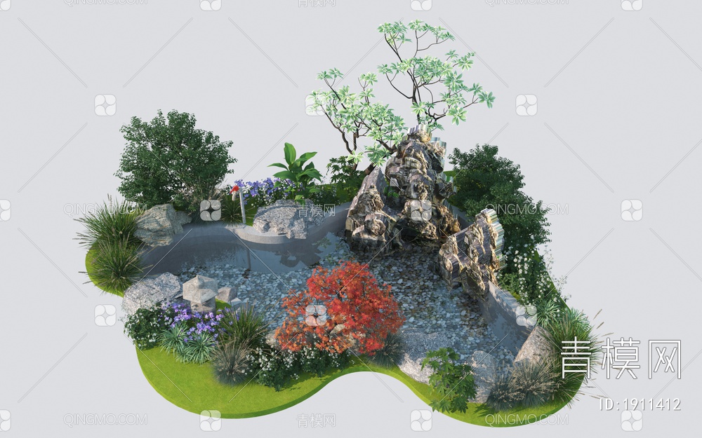 假山水景3D模型下载【ID:1911412】