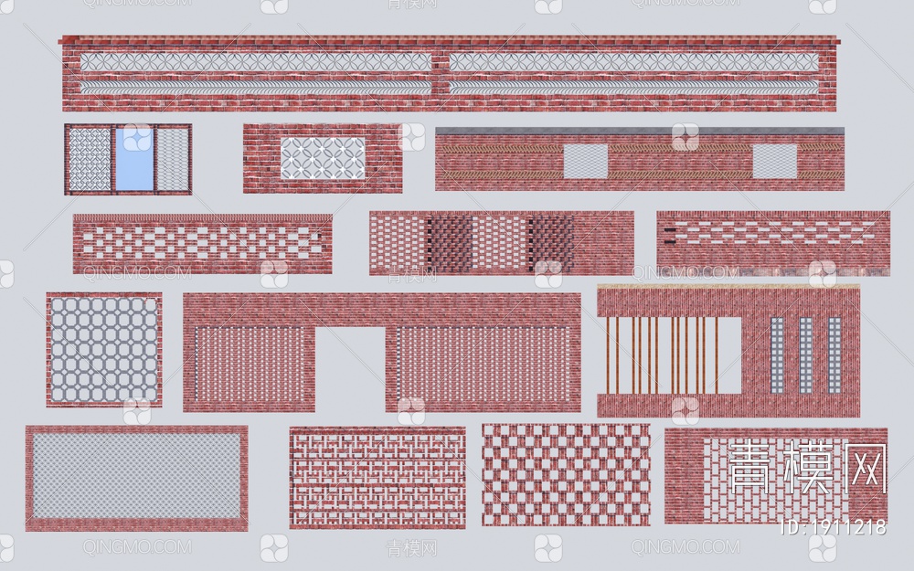 乡村红砖景墙围墙3D模型下载【ID:1911218】