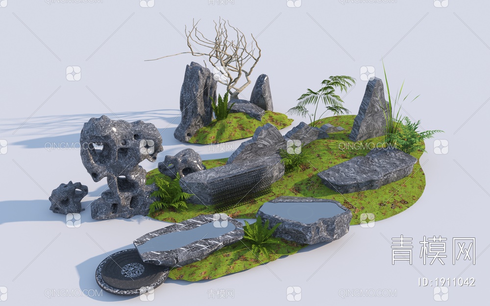 石头_置石小品_流水景石3D模型下载【ID:1911042】