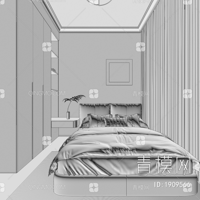 卧室，次卧，小孩房3D模型下载【ID:1909566】