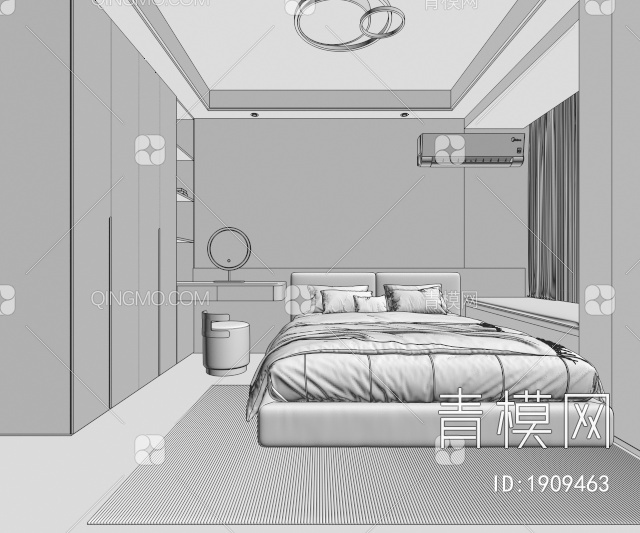 卧室，主人房，主卧3D模型下载【ID:1909463】
