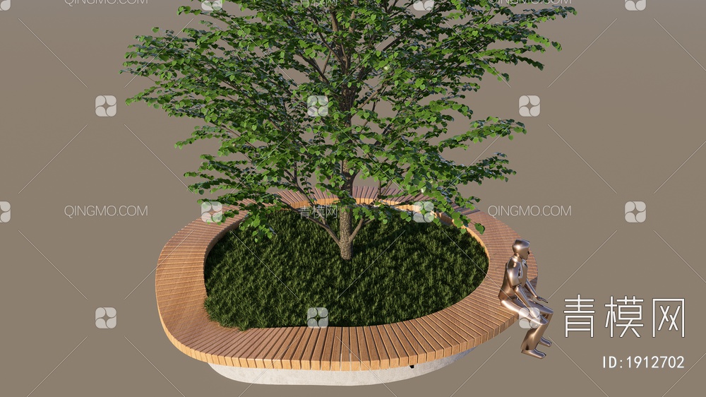 造型树池 景观座椅SU模型下载【ID:1912702】