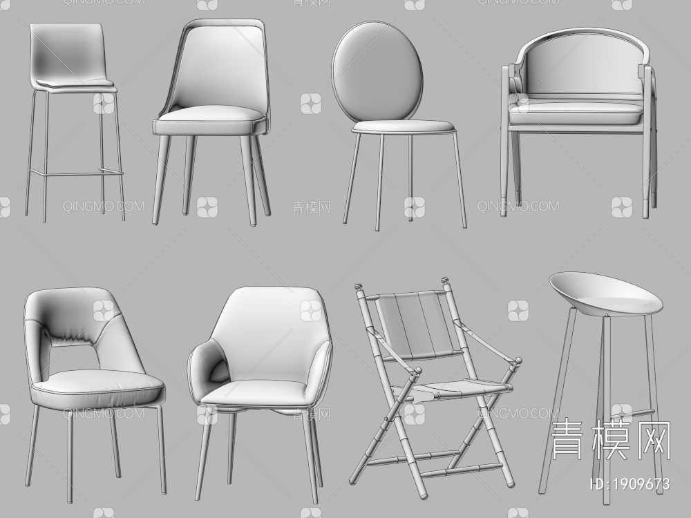 休闲椅 吧椅 吧凳 高脚凳 餐椅 椅子 凳子3D模型下载【ID:1909673】