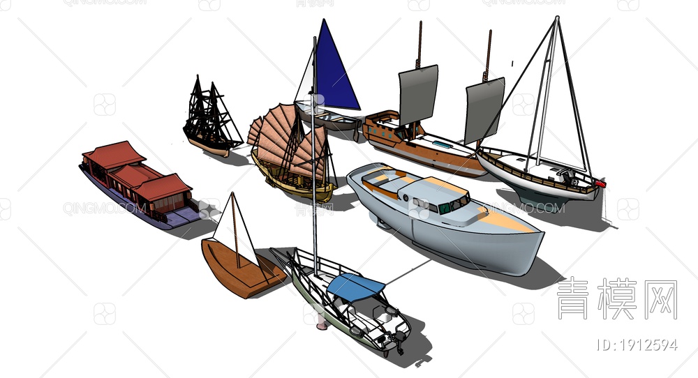帆船 轮船SU模型下载【ID:1912594】