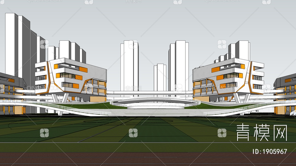 校园景观SU模型下载【ID:1905967】