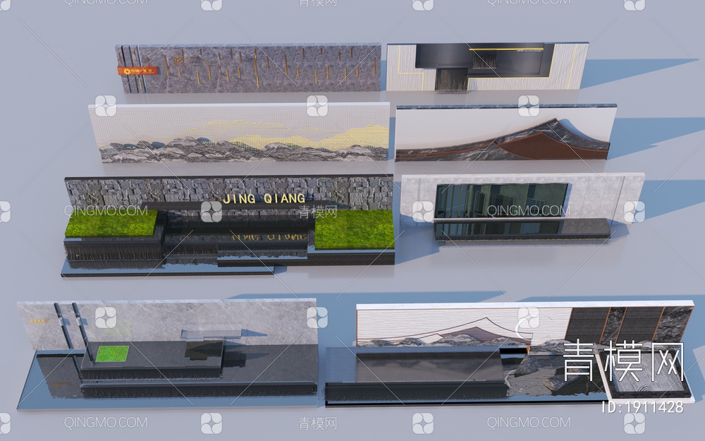景墙围墙3D模型下载【ID:1911428】