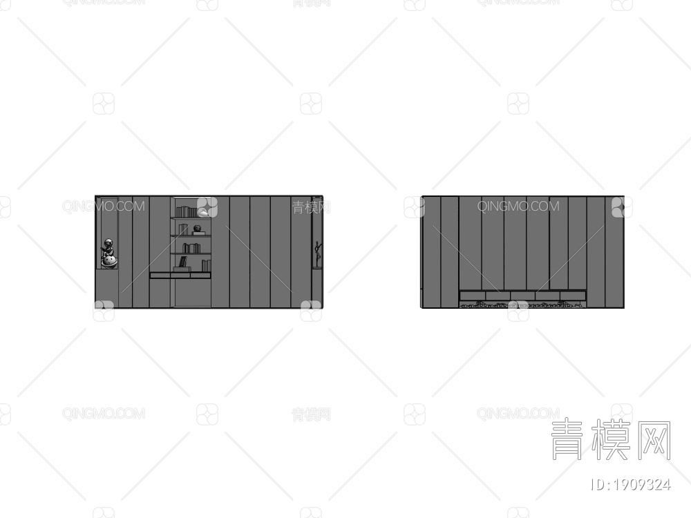 书柜 电视柜组合3D模型下载【ID:1909324】