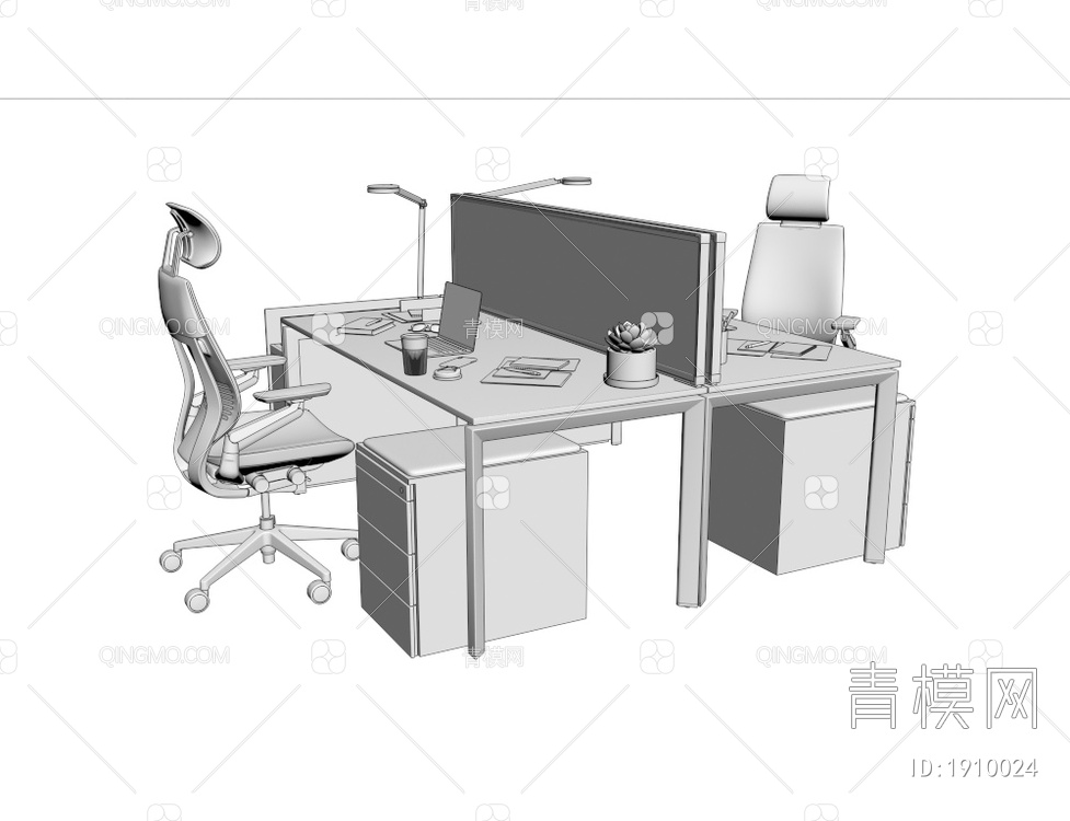 办公桌椅卡位3D模型下载【ID:1910024】