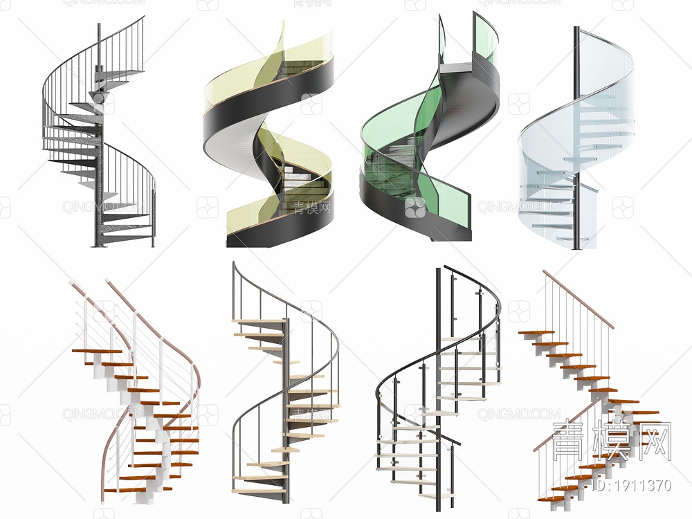 楼梯 旋转楼梯 扶手楼梯 木艺楼梯3D模型下载【ID:1911370】