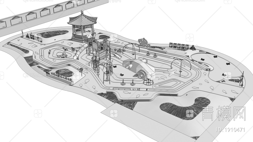 儿童游乐区_休闲公园3D模型下载【ID:1910471】