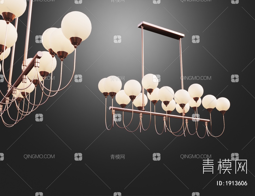 金属球形多头吊灯3D模型下载【ID:1913606】