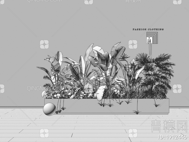 绿植花箱 室内植物造景 植物组合 植物堆 花坛花箱 微景观3D模型下载【ID:1912446】