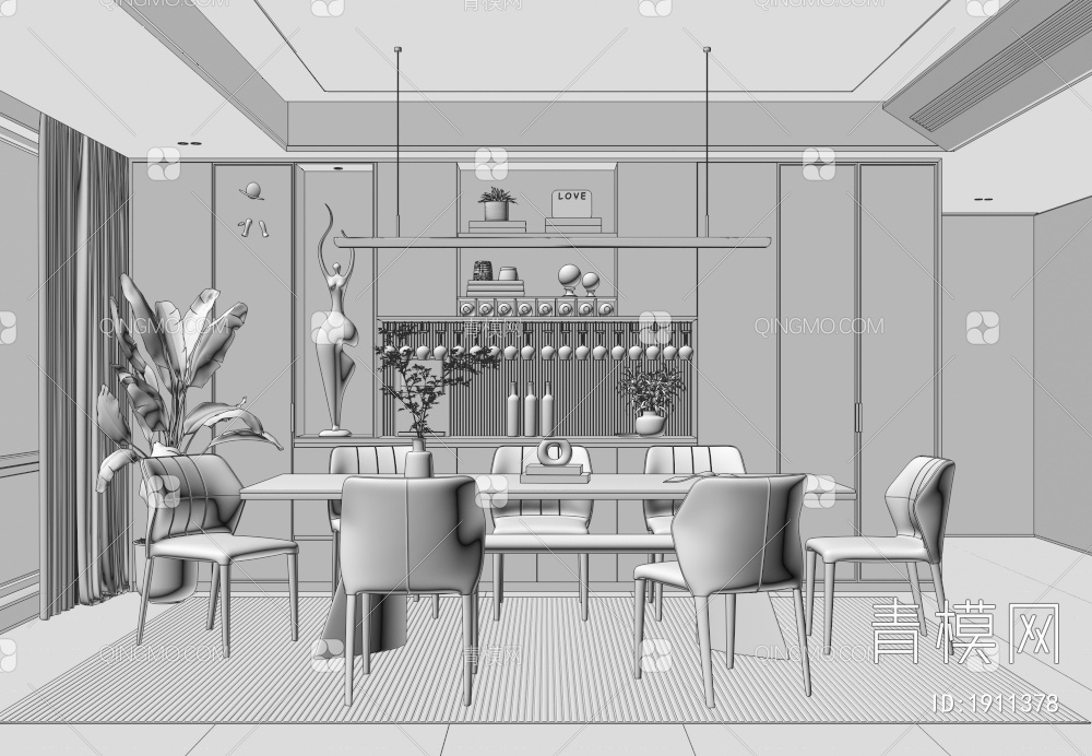 家居餐厅3D模型下载【ID:1911378】