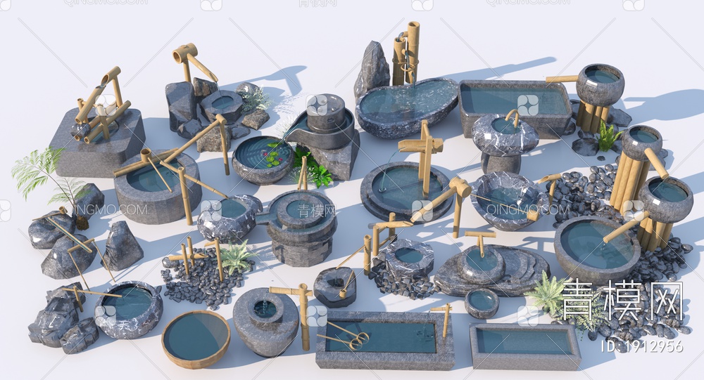 庭院小品 水景3D模型下载【ID:1912956】