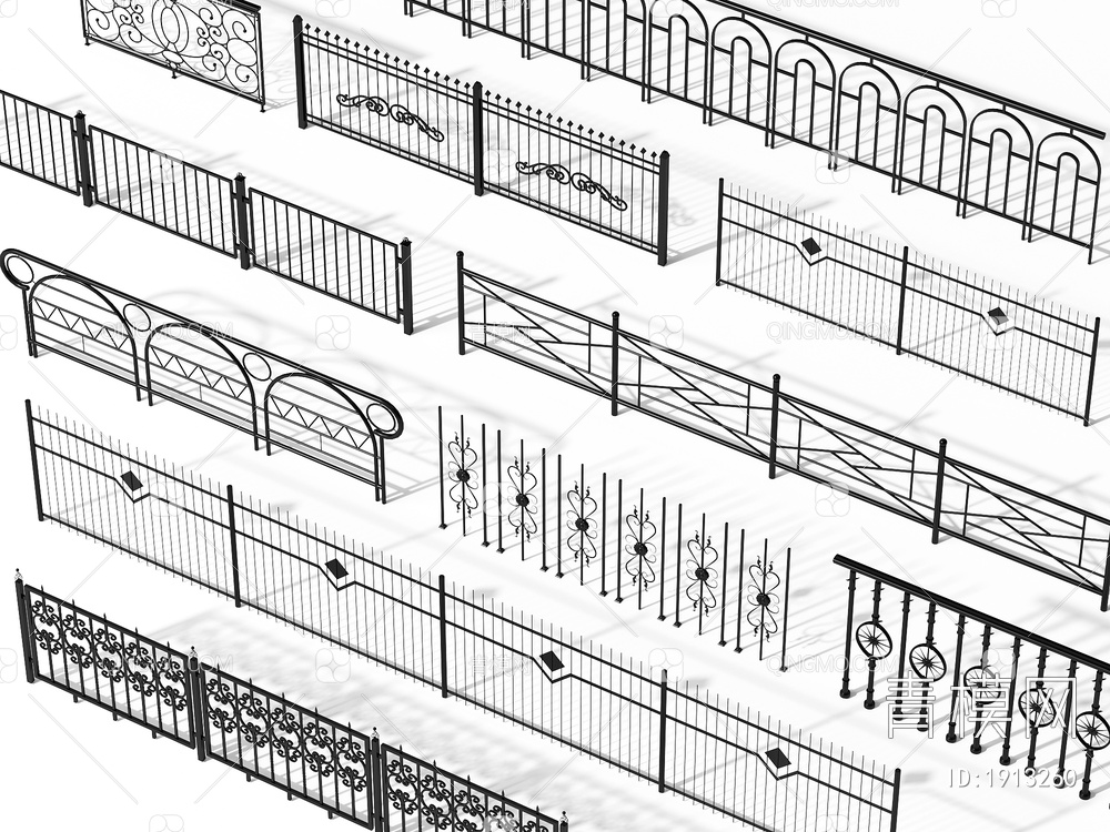 栏杆 护栏 围栏 防护栏 铁艺栏杆 阳台护栏3D模型下载【ID:1913260】