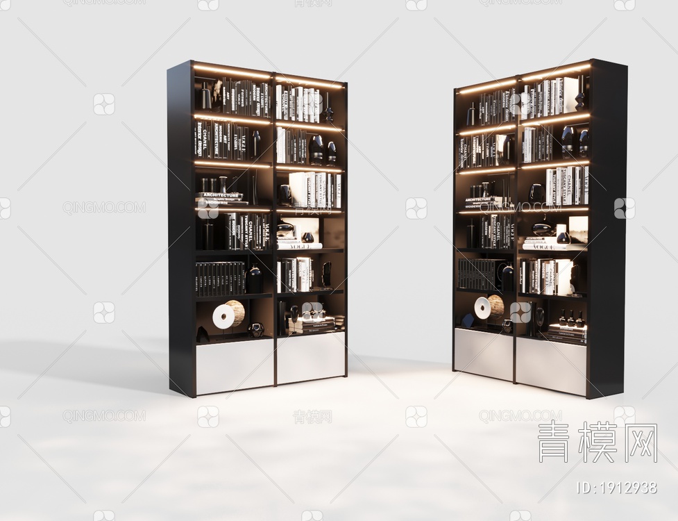 书柜 储物柜 装饰柜3D模型下载【ID:1912938】