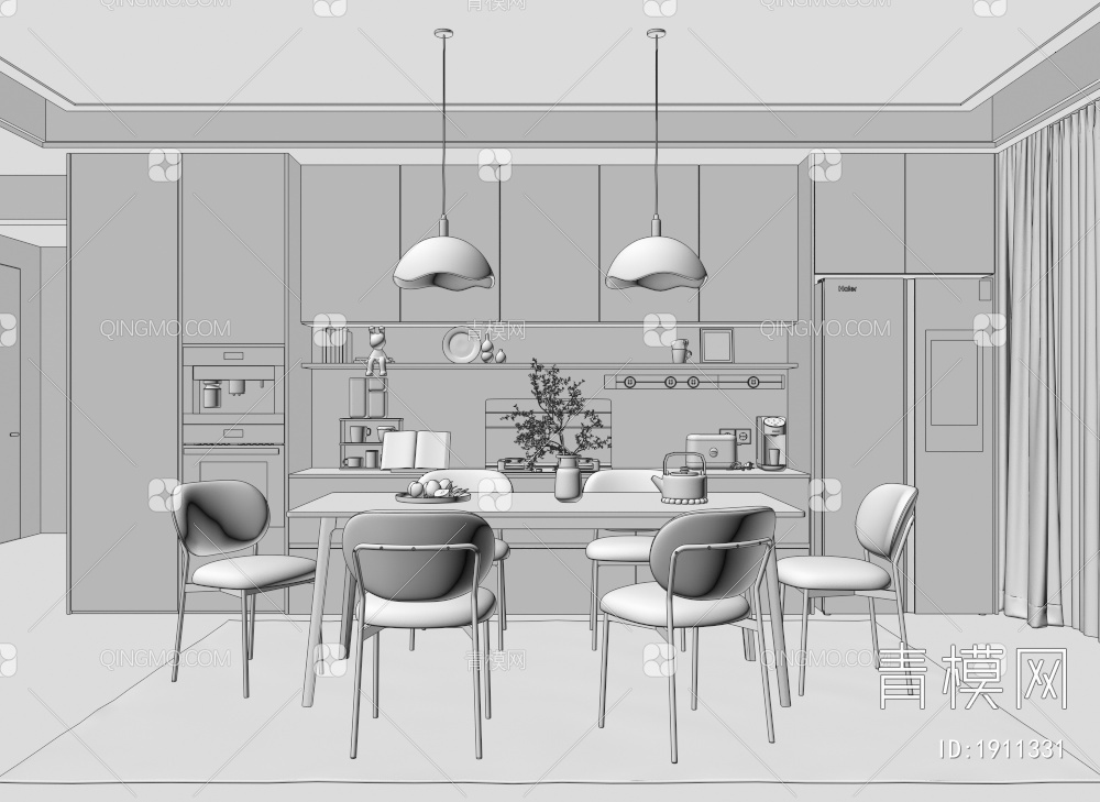 家居餐厅3D模型下载【ID:1911331】
