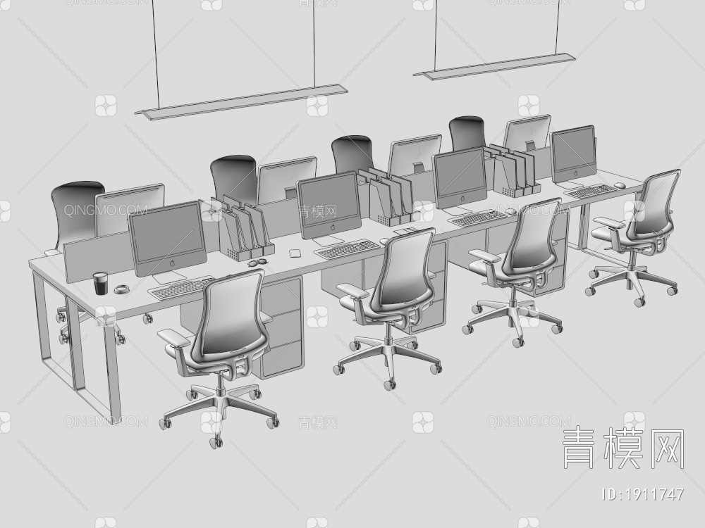 办公桌椅组合3D模型下载【ID:1911747】
