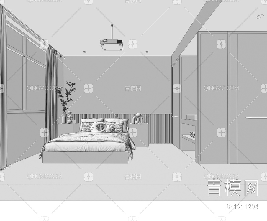 民宿客房 标准房 酒店房间 宾馆房间3D模型下载【ID:1911204】