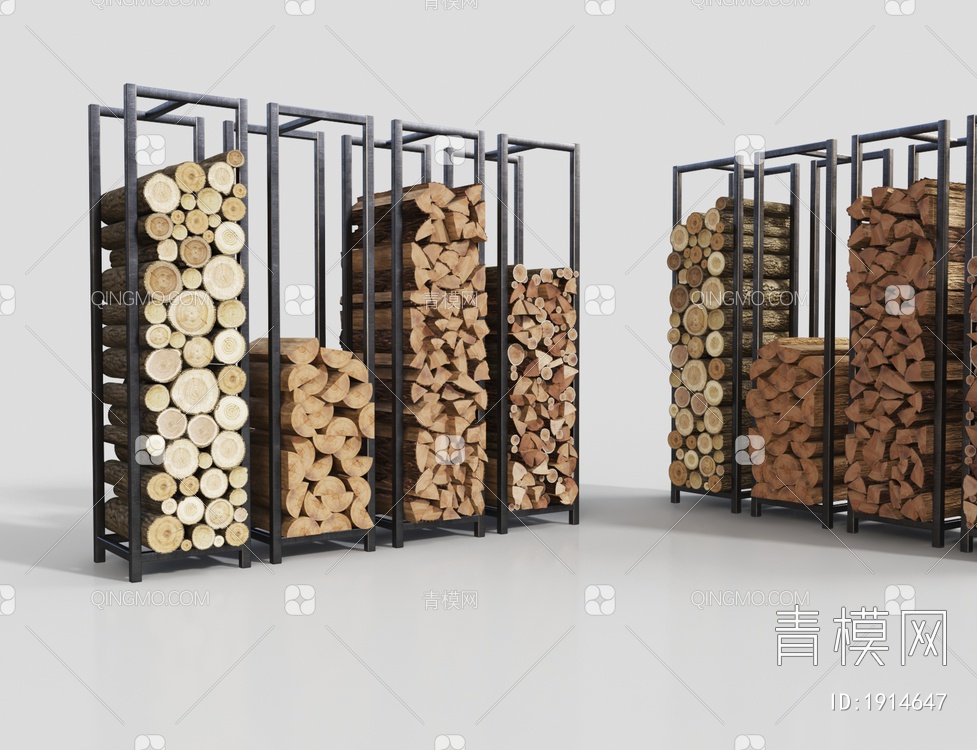 柴火堆储存架 木头 木柴堆3D模型下载【ID:1914647】