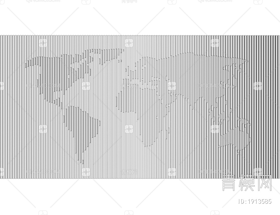 世界地图背景墙3D模型下载【ID:1913585】