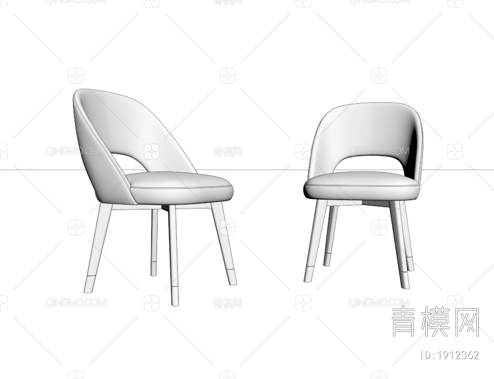 布艺休闲椅 餐椅 单椅3D模型下载【ID:1912362】