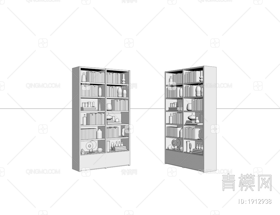 书柜 储物柜 装饰柜3D模型下载【ID:1912938】