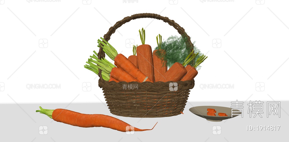 胡萝卜蔬菜组合SU模型下载【ID:1914817】