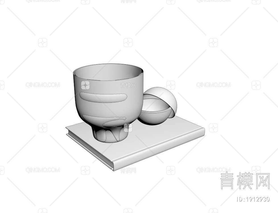 书籍玻璃器皿摆件3D模型下载【ID:1912930】