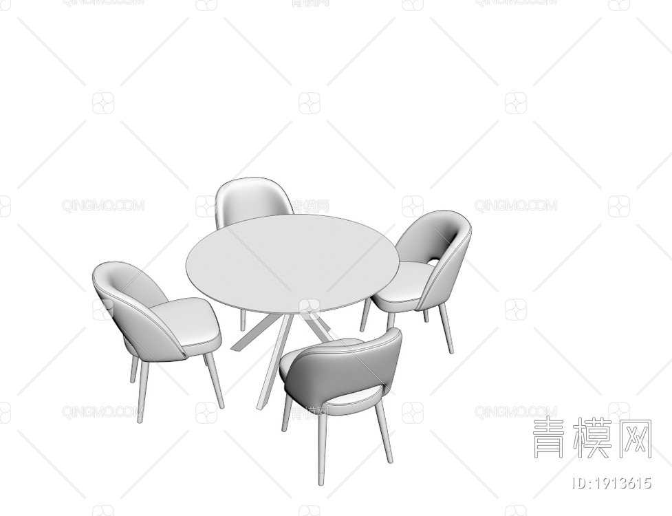 圆形餐桌椅3D模型下载【ID:1913615】