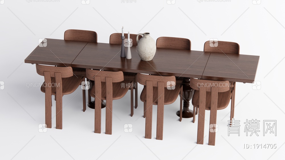 中古风餐桌椅组合SU模型下载【ID:1914705】