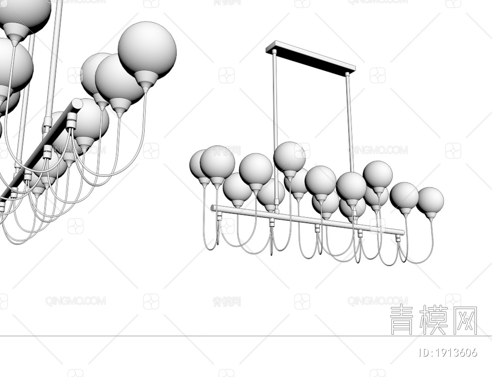 金属球形多头吊灯3D模型下载【ID:1913606】