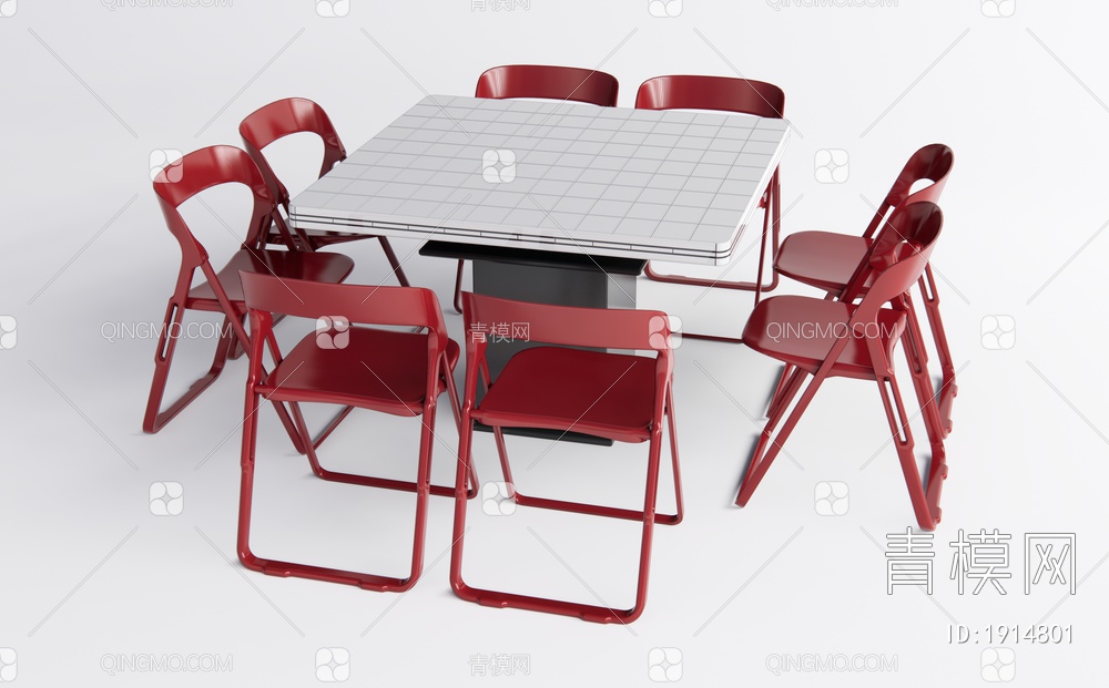 餐桌椅组合 折叠椅SU模型下载【ID:1914801】