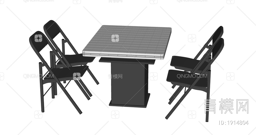 餐桌椅组合 折叠椅SU模型下载【ID:1914804】