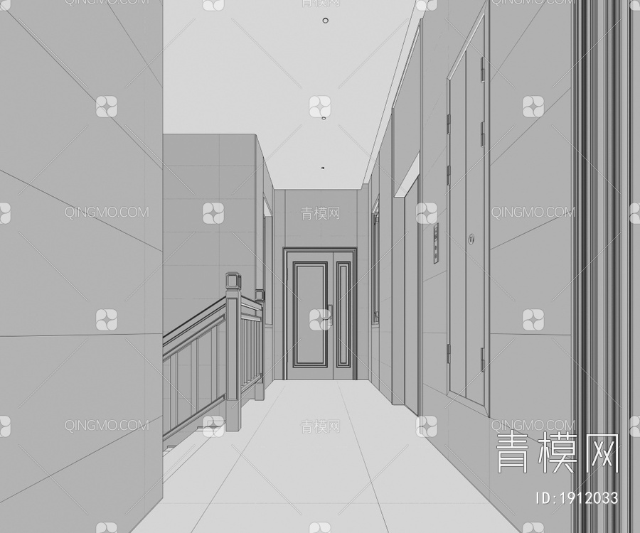 公区 门厅 电梯厅3D模型下载【ID:1912033】