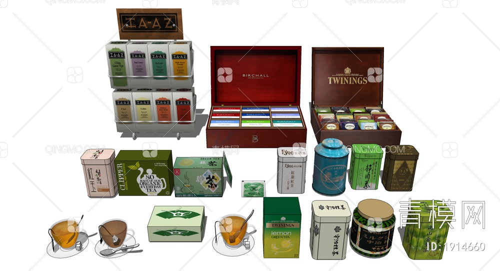 茶叶 茶包 茶盒SU模型下载【ID:1914660】