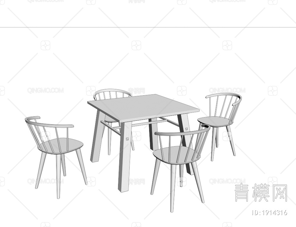 餐桌椅3D模型下载【ID:1914316】