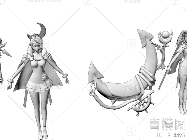 游戏角色 月亮女神3D模型下载【ID:1914495】