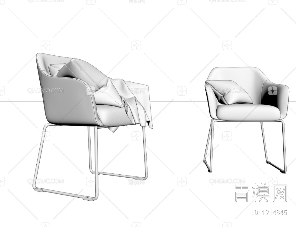 休闲靠椅 单椅3D模型下载【ID:1914845】