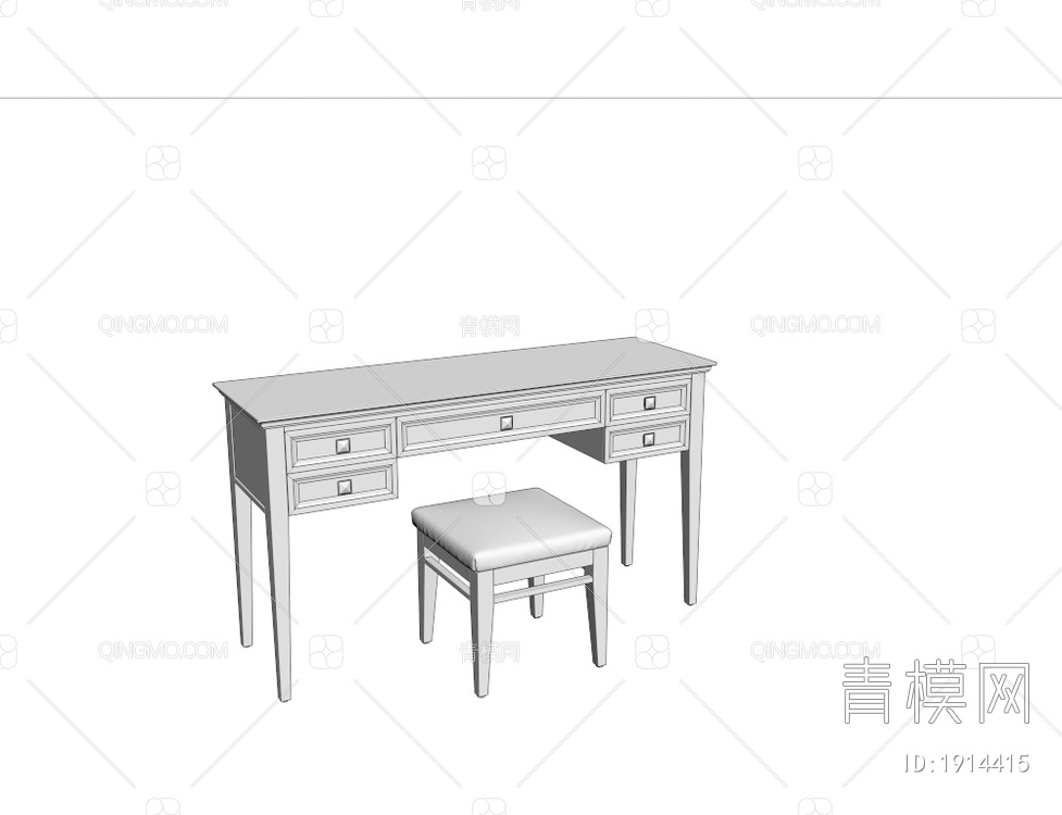 实木书桌椅3D模型下载【ID:1914415】