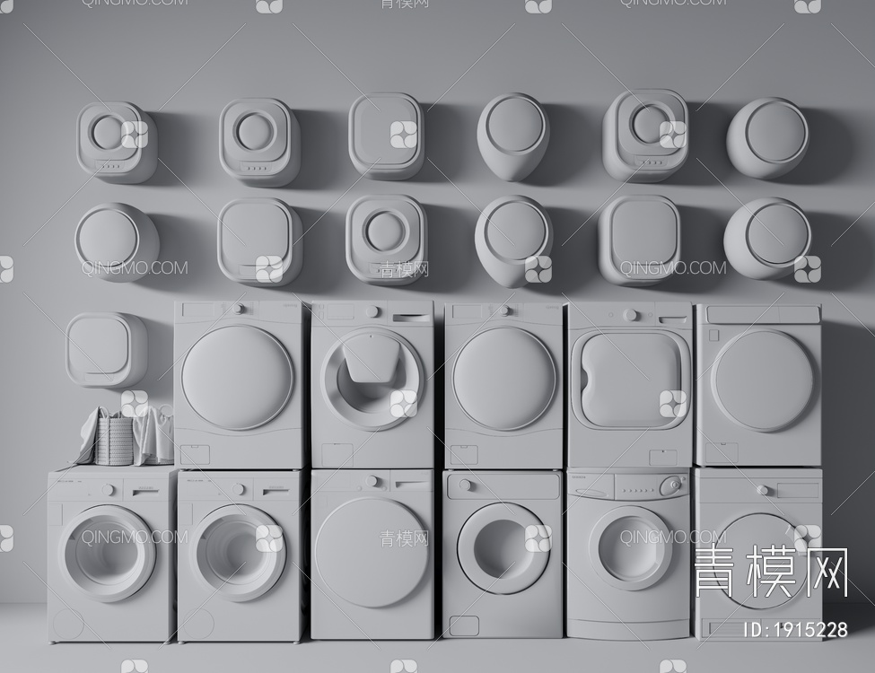 洗衣机组合3D模型下载【ID:1915228】